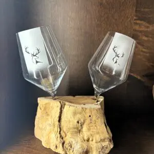 Deer in Wood Wine Glass
