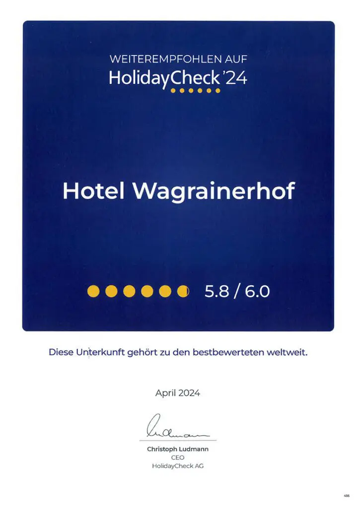 Hotel Wagrainerhof -Auszeichnungen, Holidaycheck 2024 Hotel Wagrainerhof -Auszeichnungen, Holidaycheck 2024