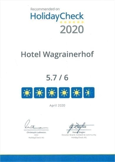 Hotel Wagrainerhof - Auszeichnungen - HolidayCheck 2020